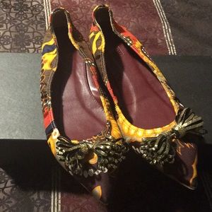 J. Crew Lottie Tassel Flats in Paisley